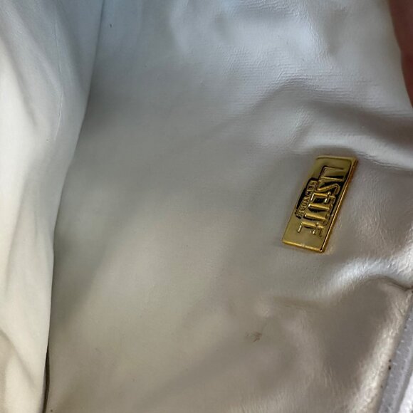 Vintage Lisette New York Embossed Pearlescent White Leather Pochette Crossbody - Picture 6 of 8